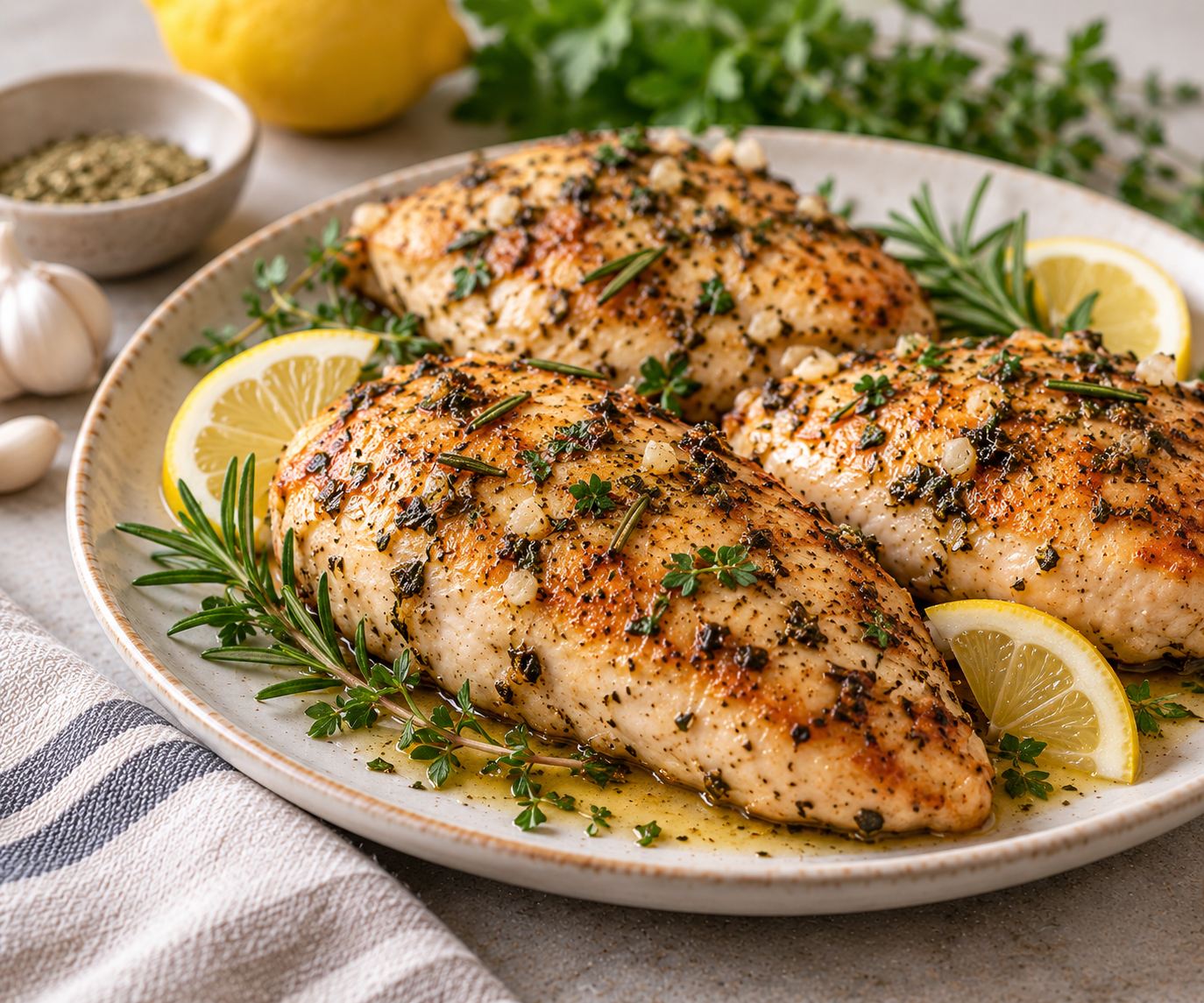 Baked chicken with herbs